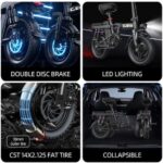 Mini 14 Μαύρο Σπαστό Ηλεκτρικό Ποδήλατο Πόλης - Image 4