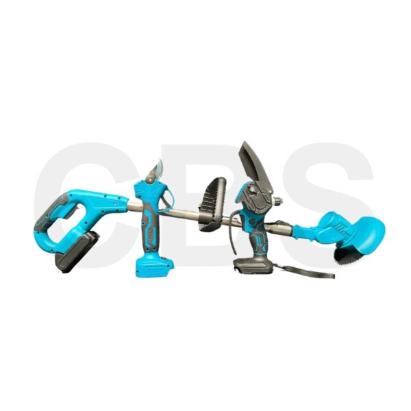 Σετ 3 ασύρματων εργαλείων κήπου με κοινή μπαταρία Ψαλίδι κλαδέματος- Αλυσοπρίονο- Χλοοκοπτικό